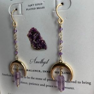 Luna Norte gold and amethyst moon earrings